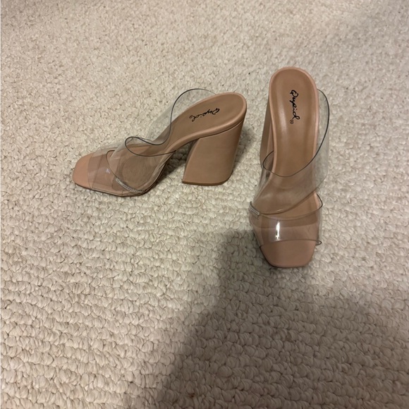 Cape Robbin Clear Strap Nude Heels - Picture 1 of 3